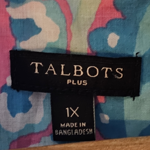 Talbots Lilly Pulitzer Style Long Sleeve Button Up Shirt 1X Lightweight cotton. - Picture 11 of 13